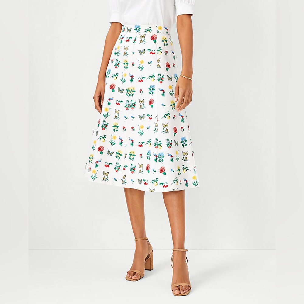 Ann Taylor Botanical Seamed Midi Skirt